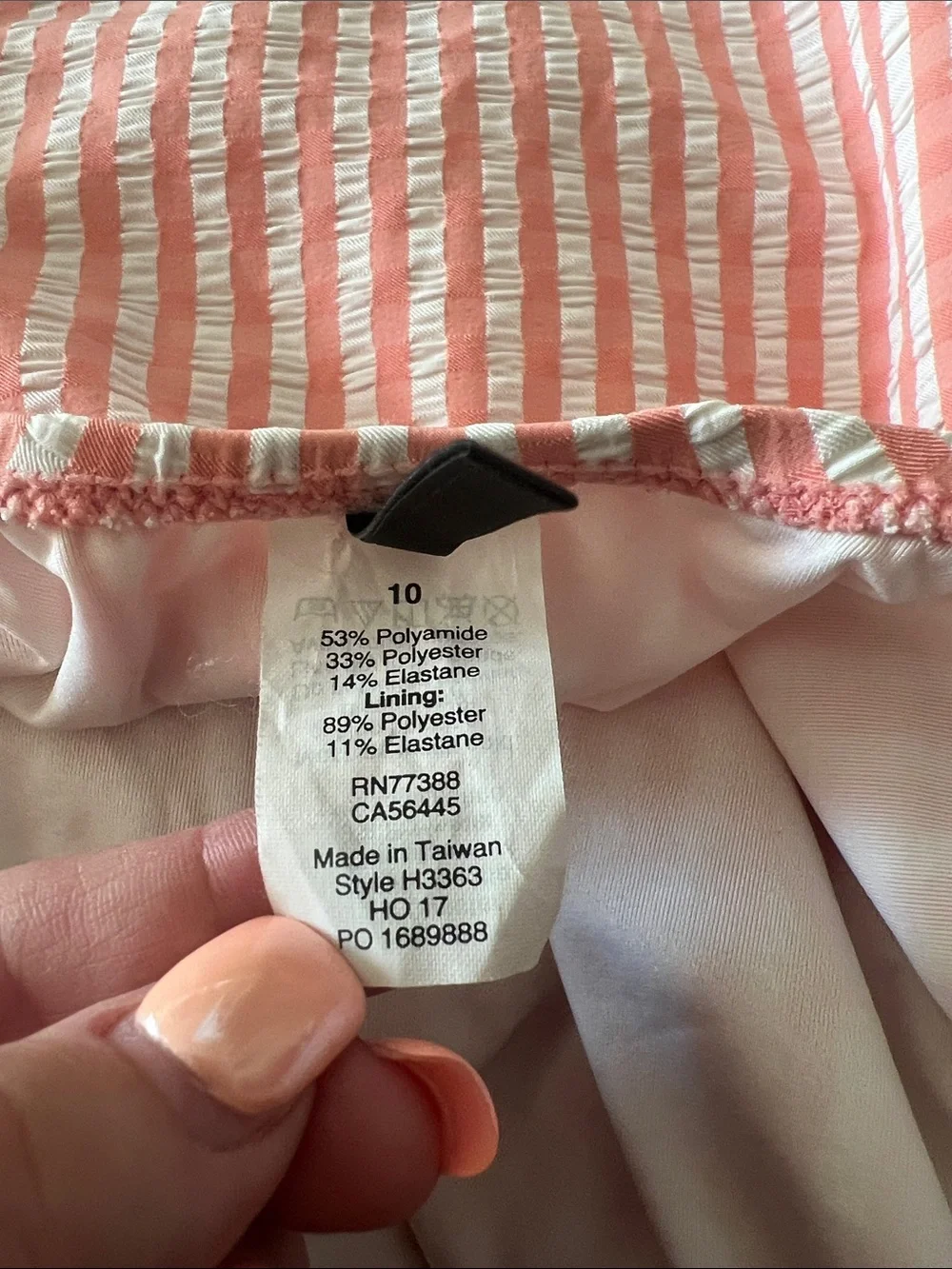 J. Crew Pink and White Seersucker Striped One-Piece Swimsuit Size 10